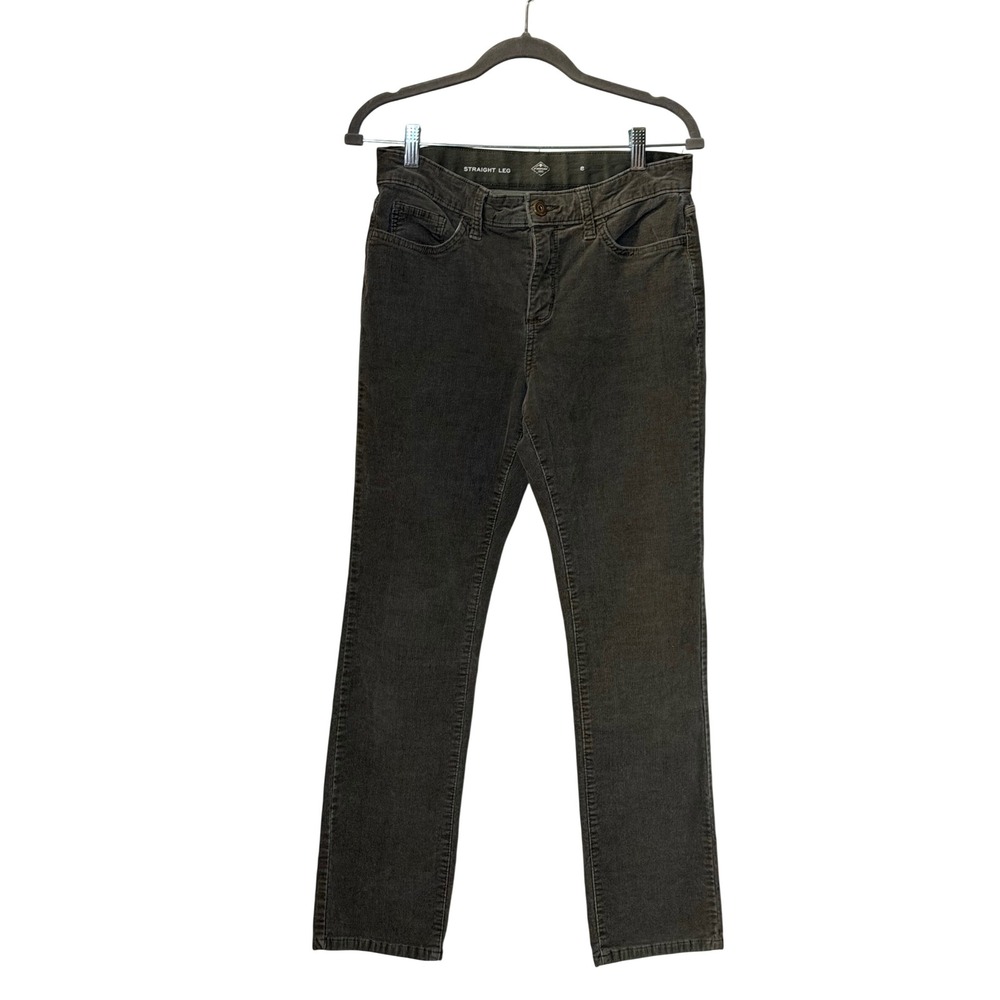 Womens Olive Green Corduroy Straight Leg Pants Size 8 Earthy Boho Granola Girl